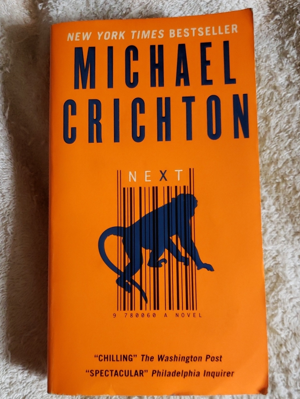 📚4 For $20 - Next By Michael Crichton - Orange Book Cover
